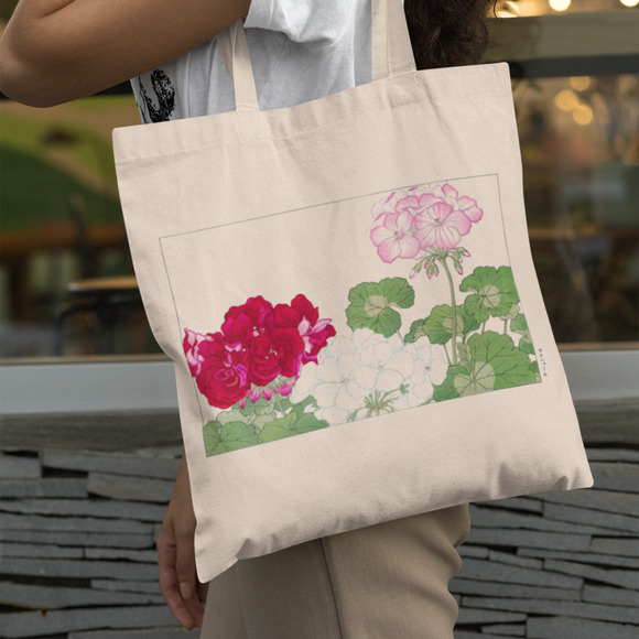 Handbags - Japanese Pink Geranium Flower Tote Bag